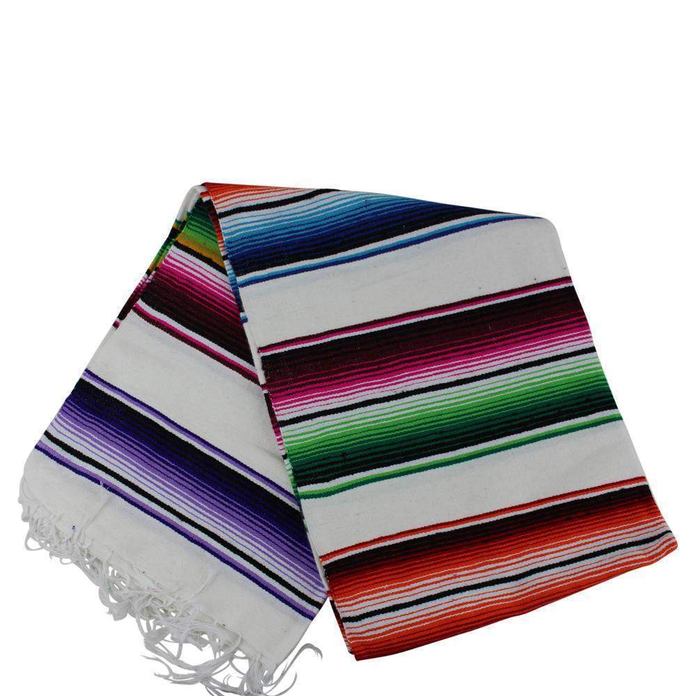 Genuine Mexican Sarape Blankets - Lots of Colours to choose-Sarapes-White-Large-Hammock Heaven