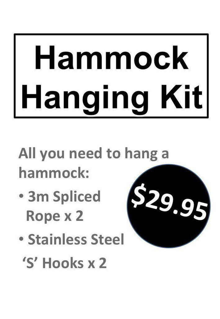 Hanging Kit: Pair of spliced Rope + 2 Stainless Steel S Hooks-Hammock accesories-Hammock Heaven