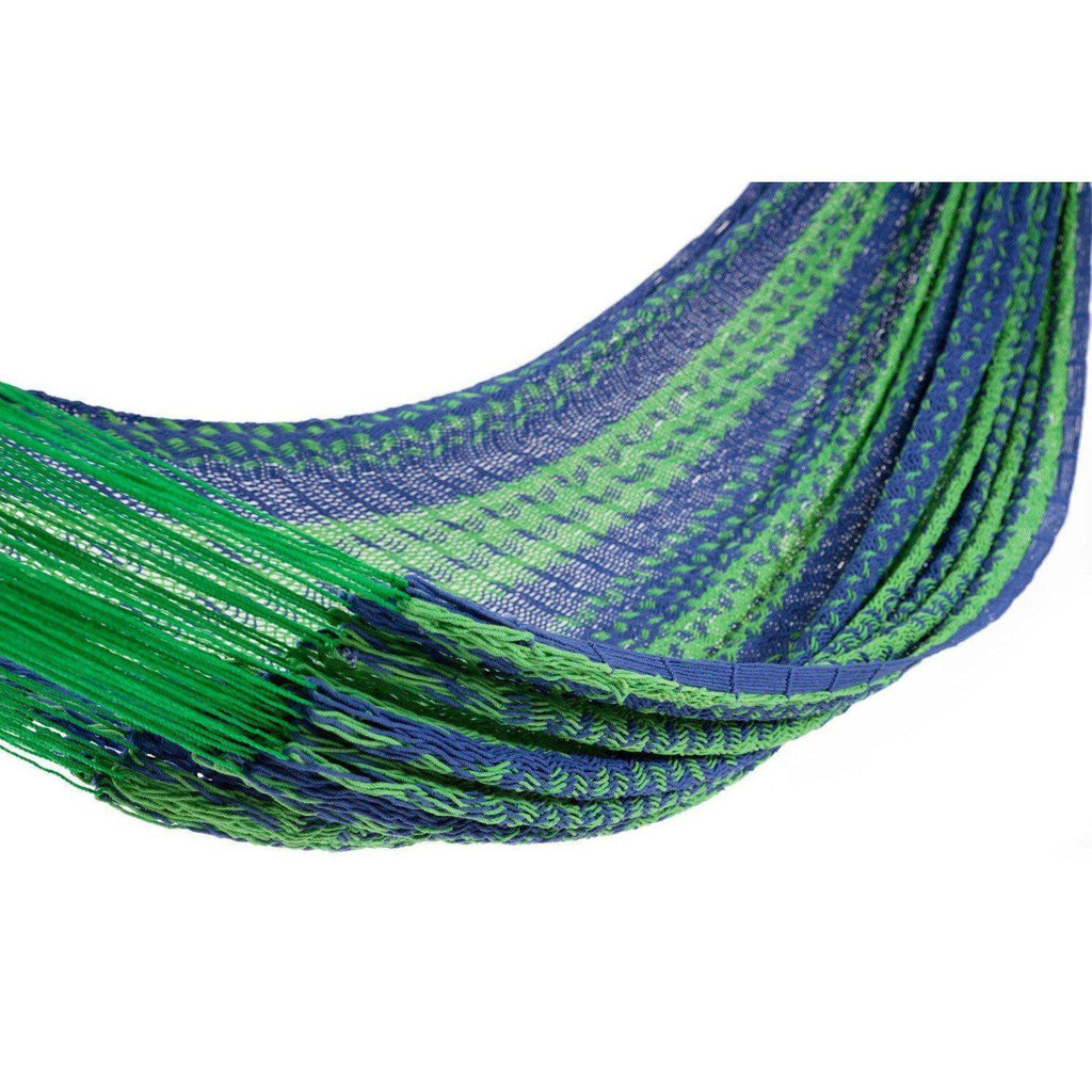 Deluxe Thick Weaved Mexican Hammock Cotton Navy Blue & Green-Mexican Hammock-Hammock Heaven