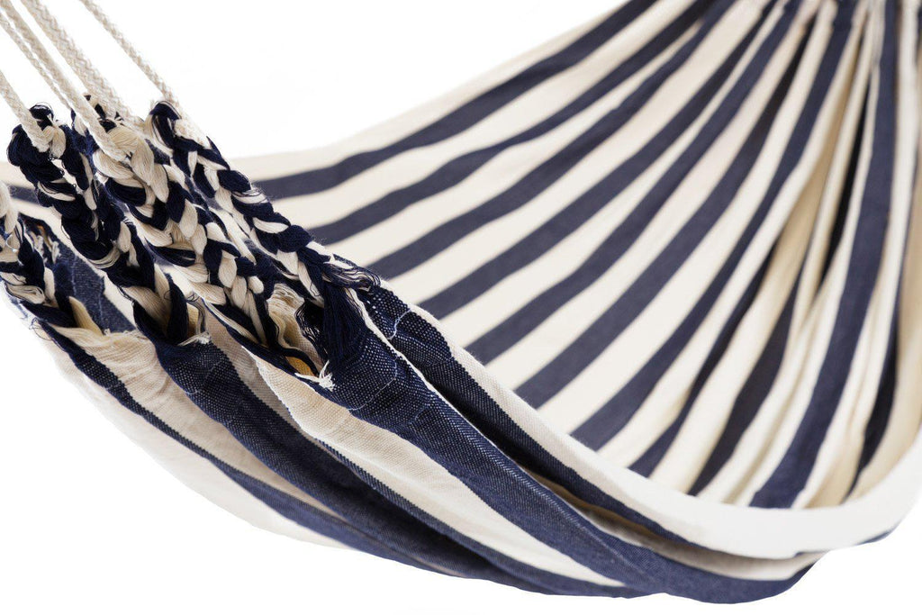 Ecuador Hammock Cotton Navy Blue & White-Ecuador Hammocks-Hammock Heaven