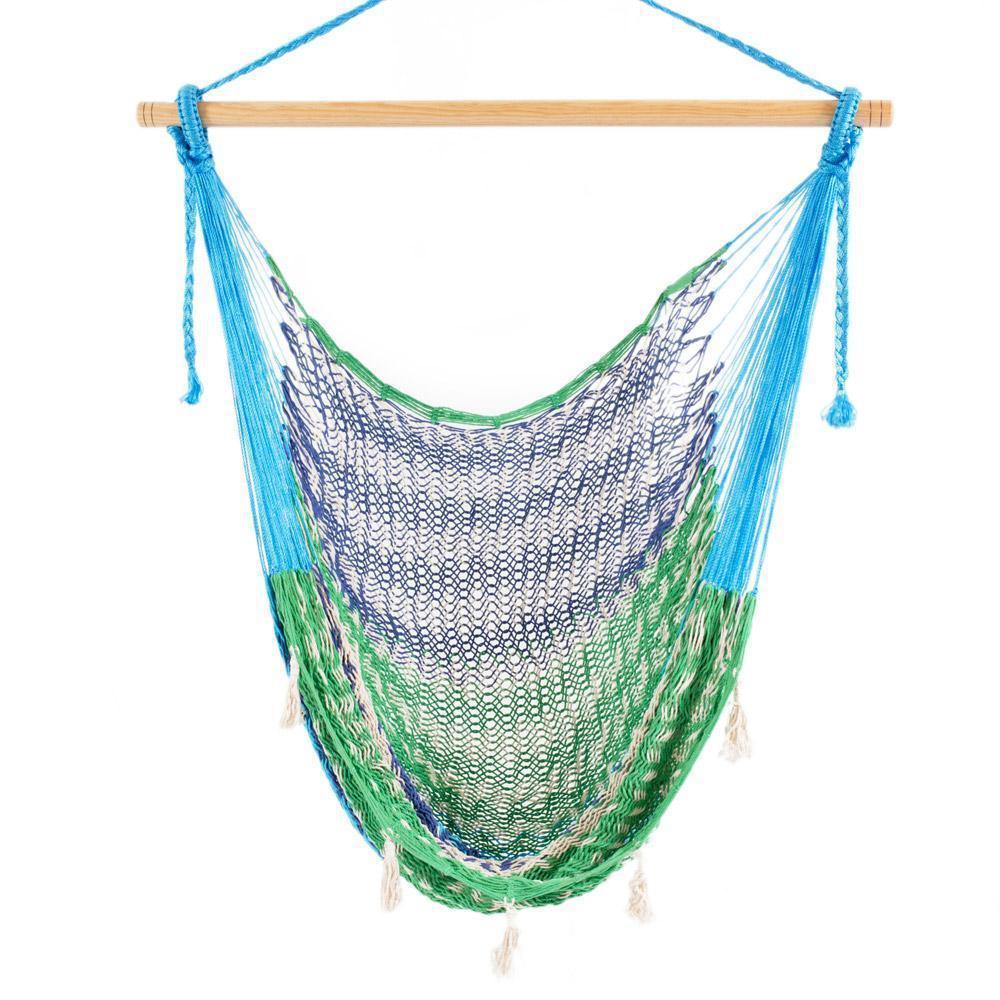 Mexican Hammock Chair - Blue, Green & White-Mexican Hammock-Extra Large-Hammock Heaven