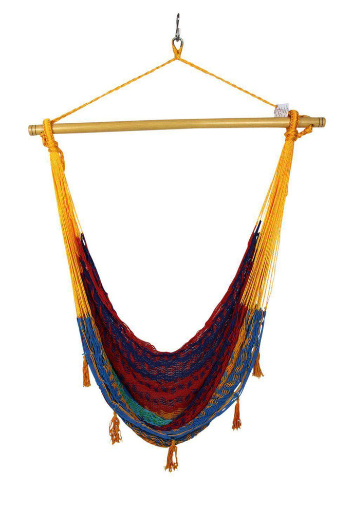 Mexican Hammock Chair - Cotton Multicoloured-Mexican Hammock-Extra Large-yellow-Hammock Heaven