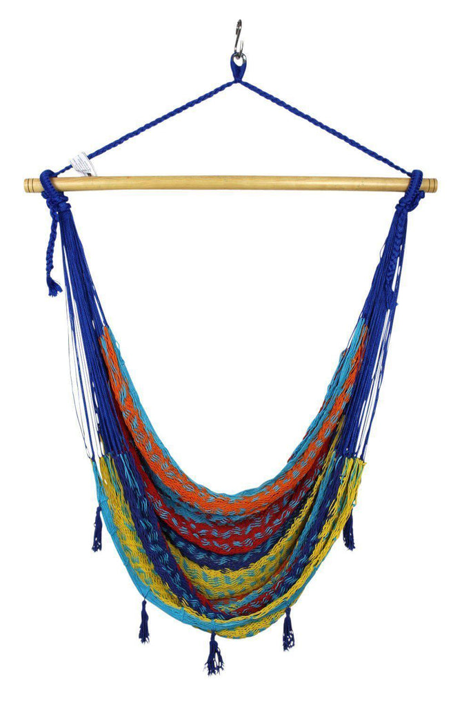 Mexican Hammock Chair - Cotton Multicoloured-Mexican Hammock-Large-blue-Hammock Heaven