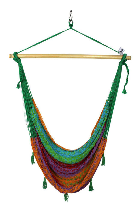Mexican Hammock Chair - Cotton Multicoloured-Mexican Hammock-Large-green-Hammock Heaven