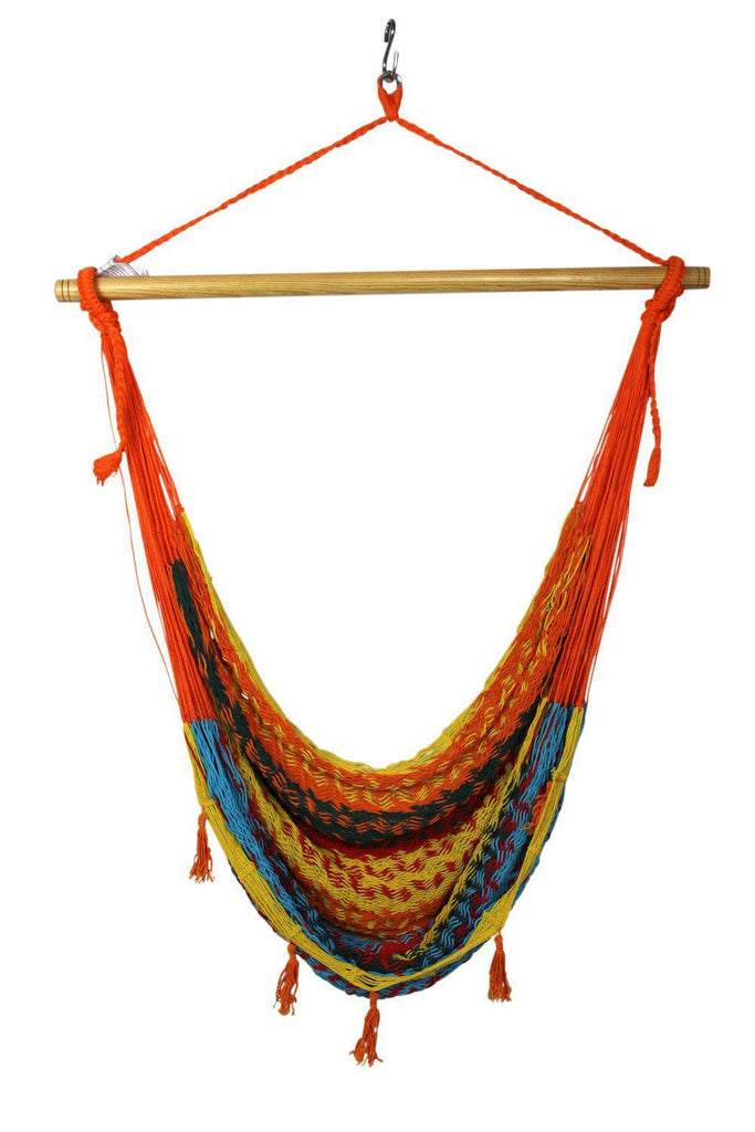 Mexican Hammock Chair - Cotton Multicoloured-Mexican Hammock-Large-orange-Hammock Heaven