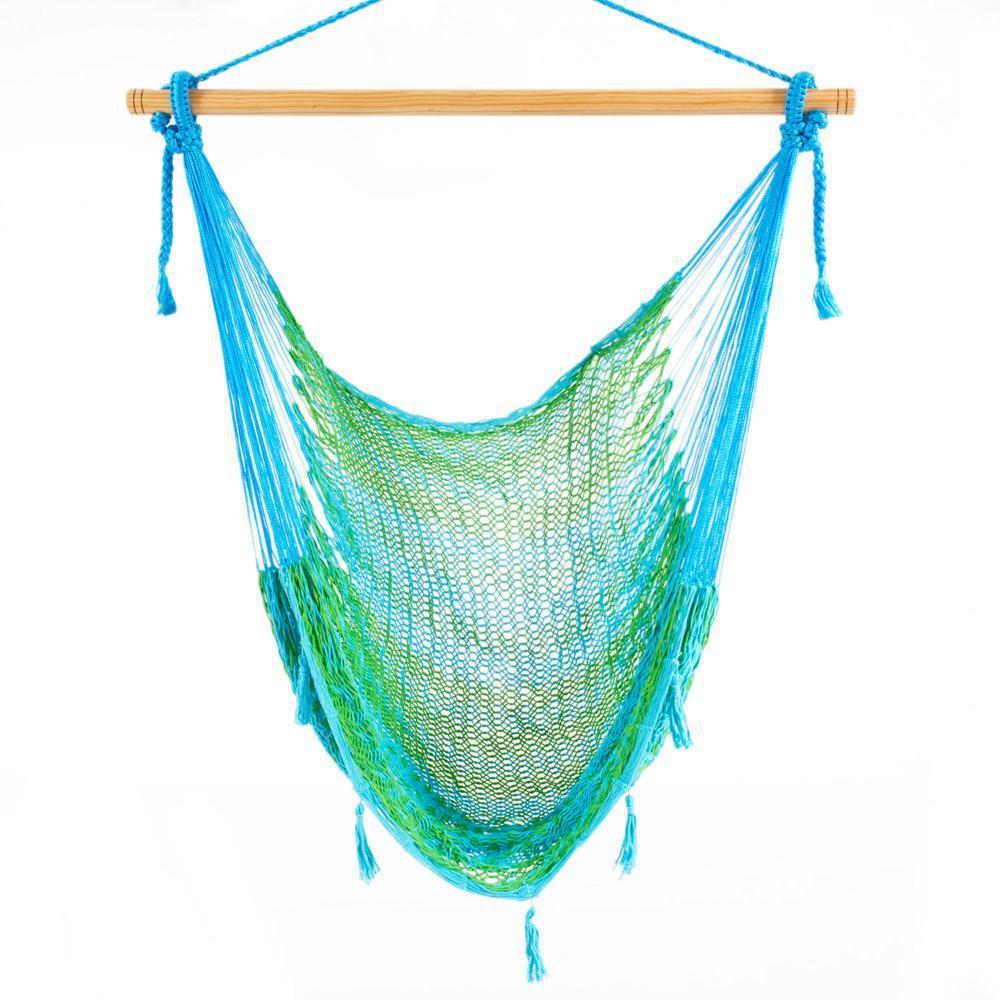 Mexican Hammock Chair - Light Green & Baby Blue-Mexican Hammock-Large-Hammock Heaven