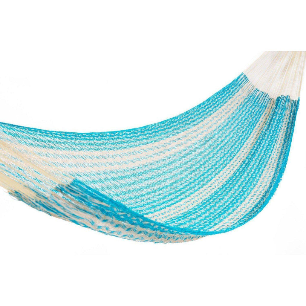 Mexican Hammock Traditional Cotton Baby Blue & white-Mexican Hammock-Hammock Heaven