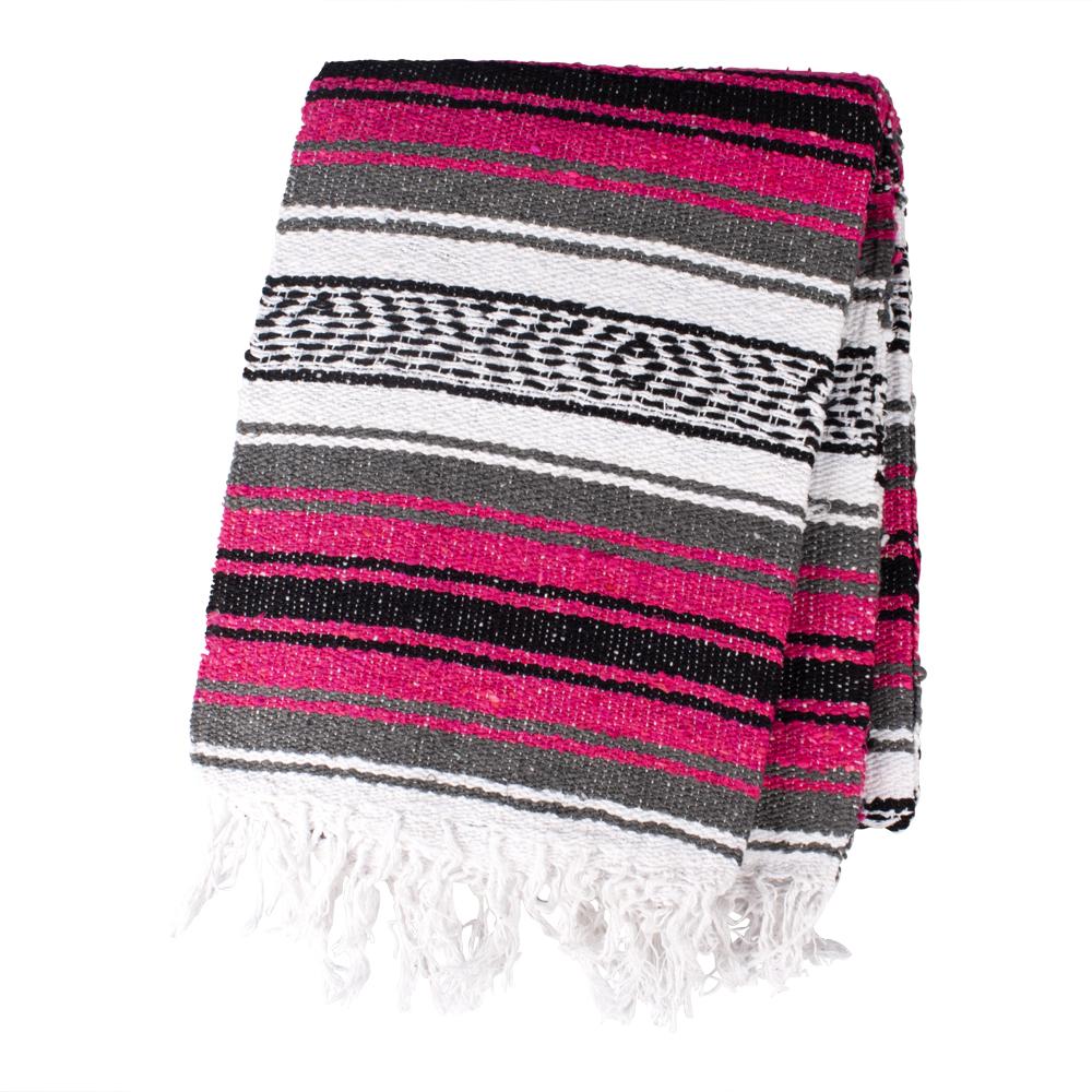 Western Mexican Falsa Blankets - Pink & Grey - Mexican Rugs